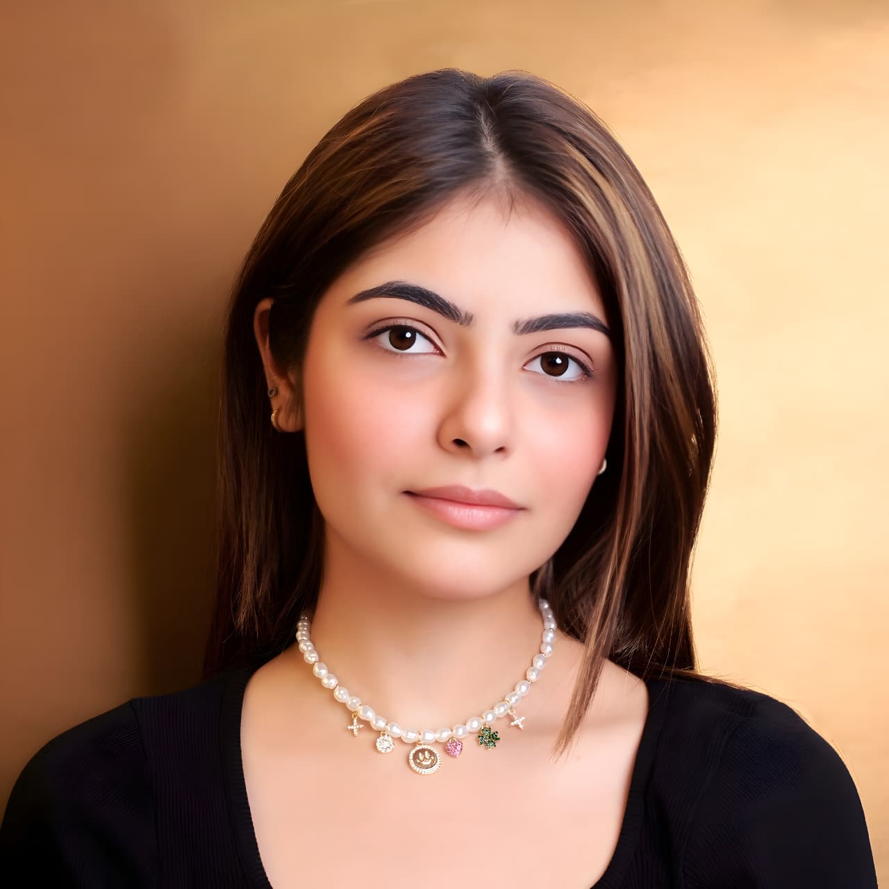 Sleek Pearl Tassel charm Statement Necklace by Gleamy