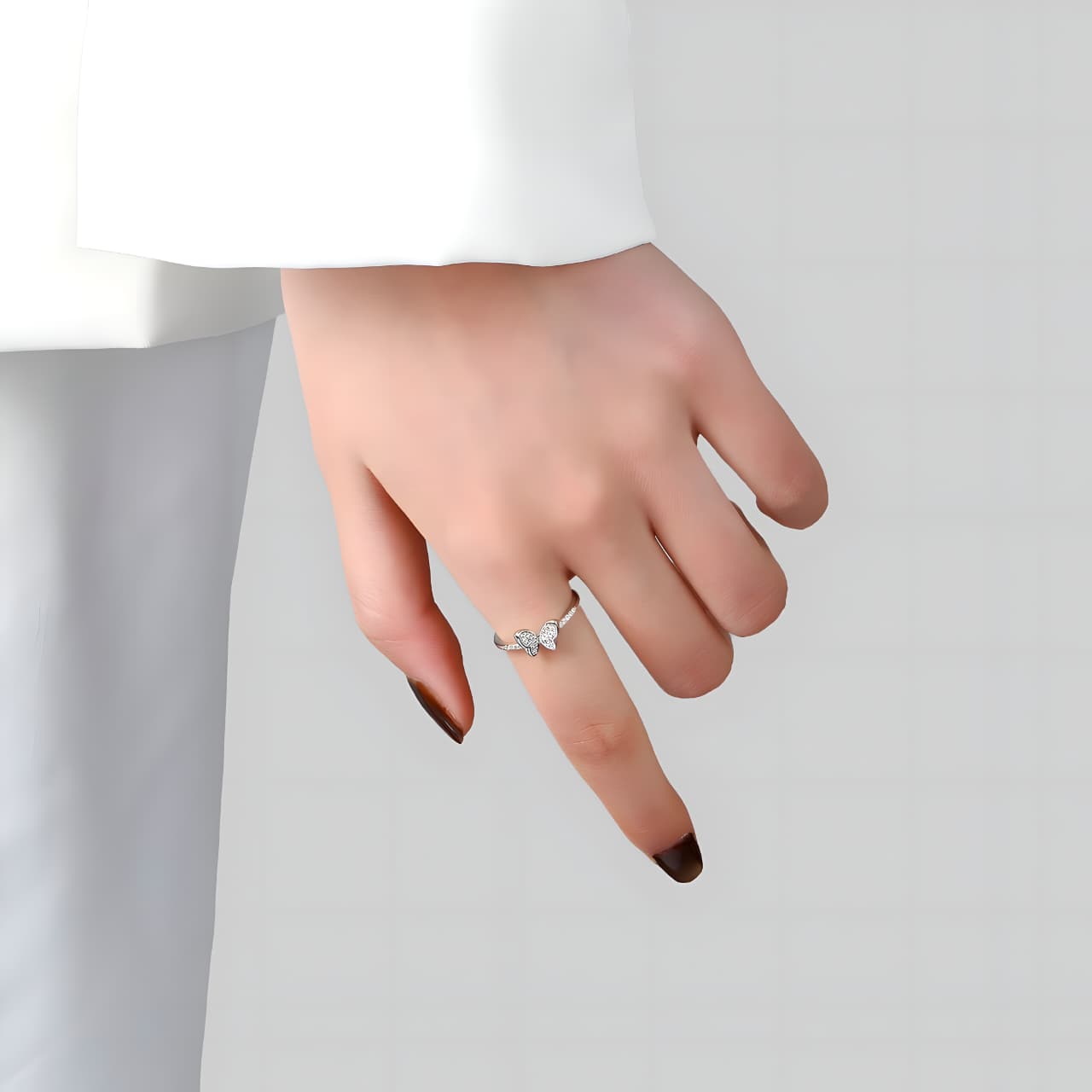 Hollis Studded Butterfly Silver Ring by Gleamy