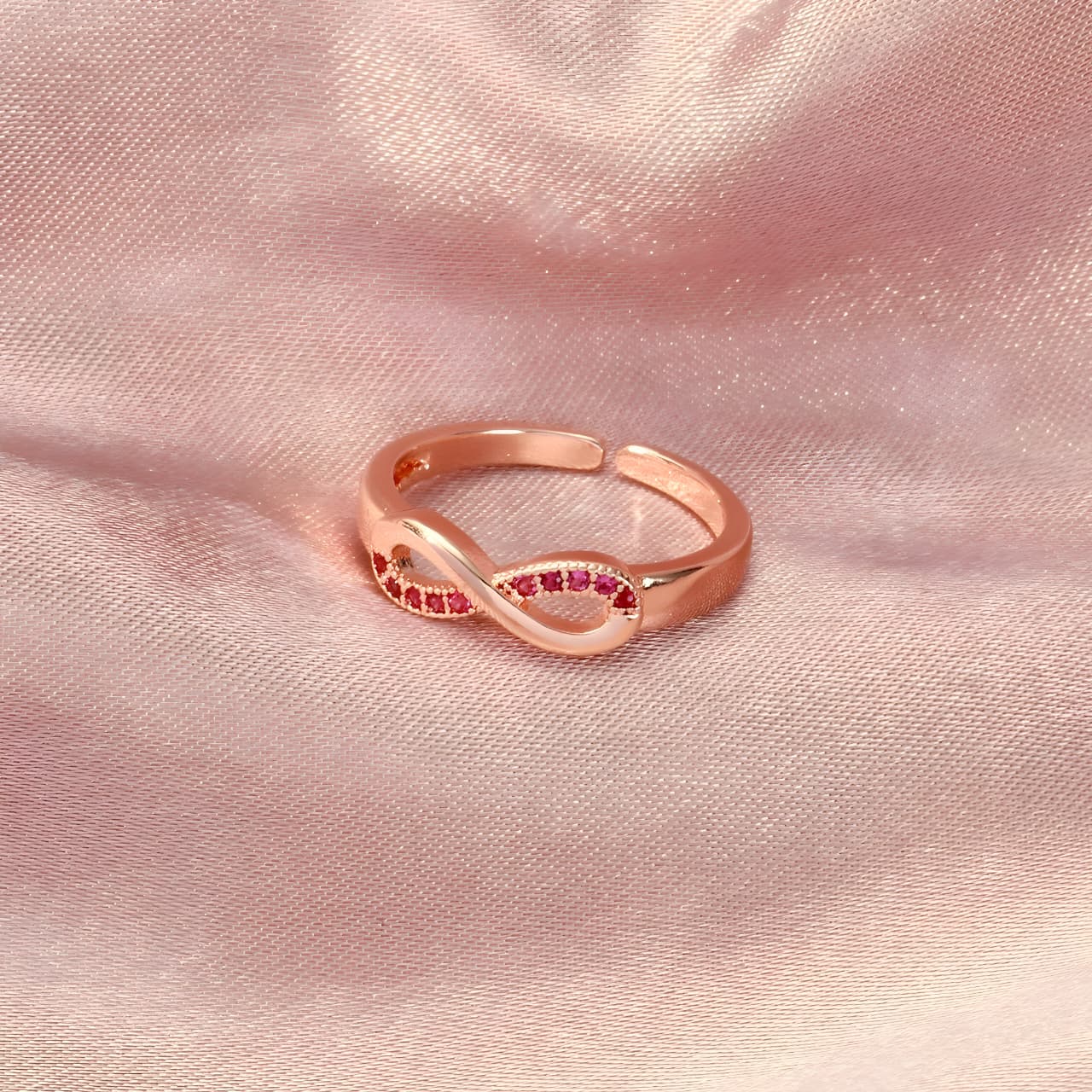 Boundless Infinity Red Loop Ring by Gleamy