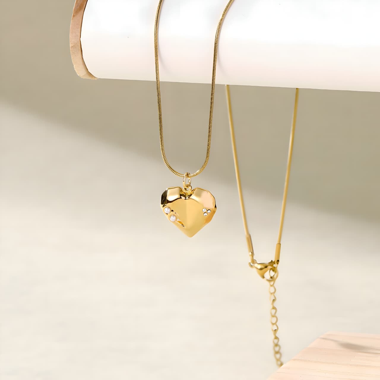 Heart Golden Necklace by Gleamy