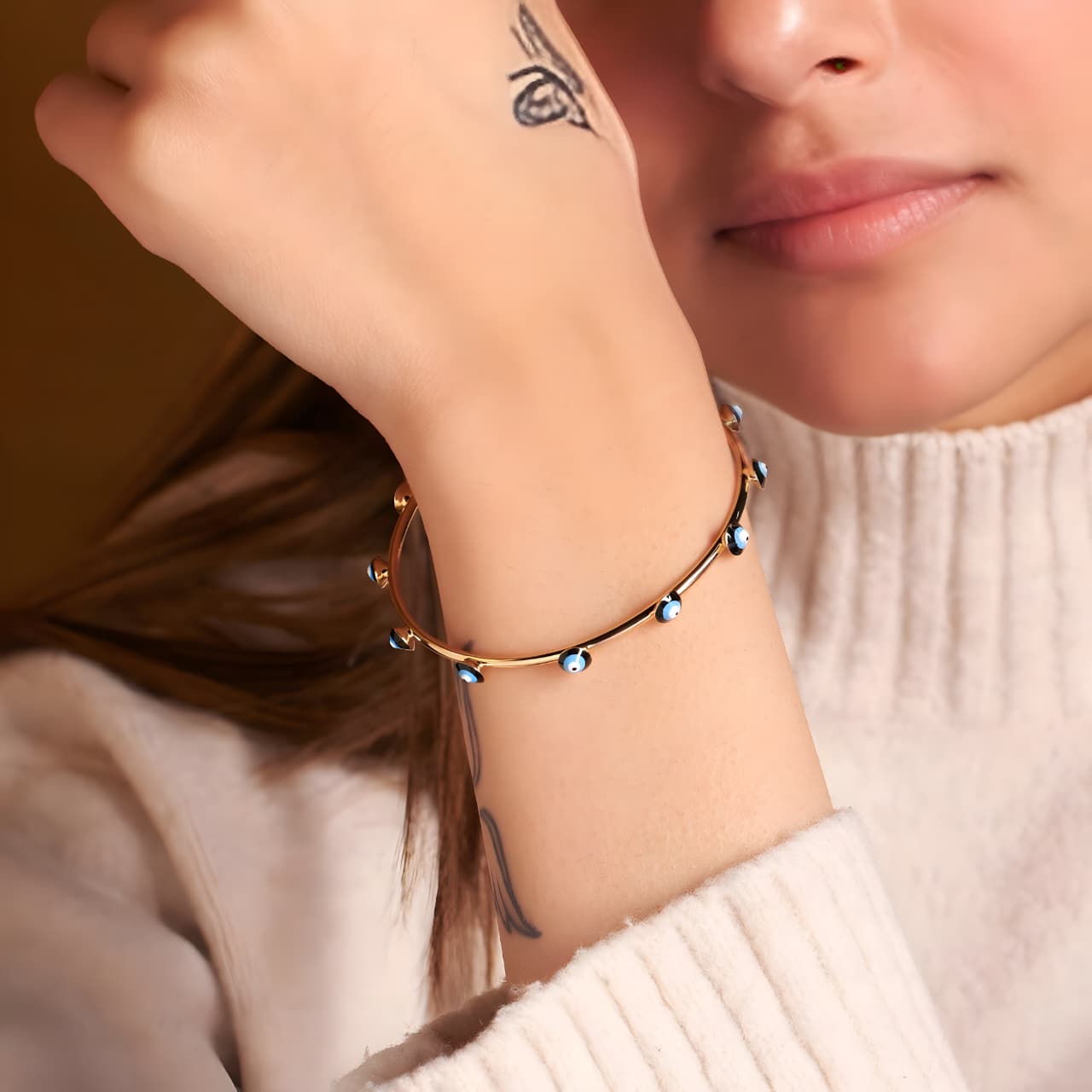 Traditional Evil Eye Bangle by Gleamy