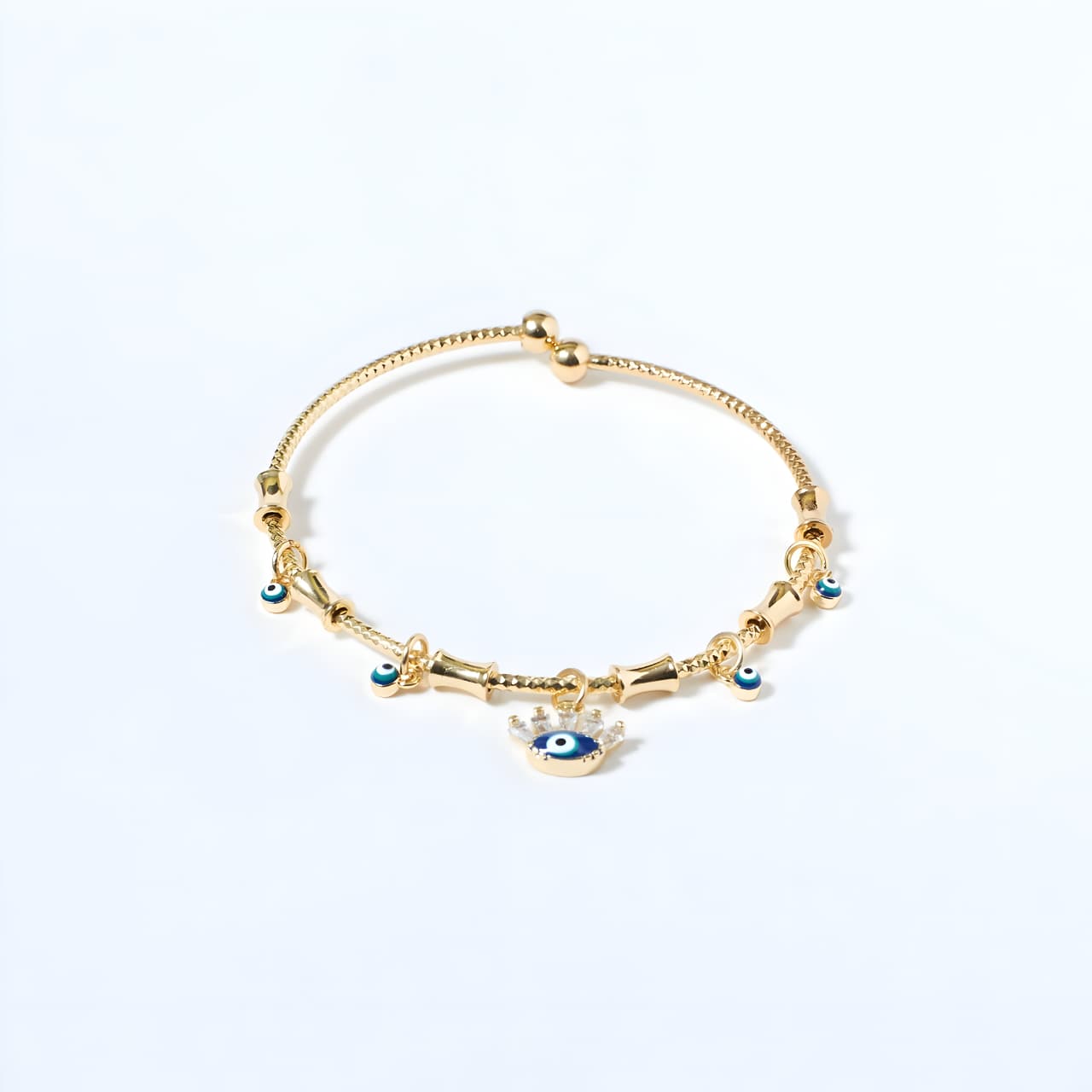 Chic Evil Eye Tassel Bangle by Gleamy