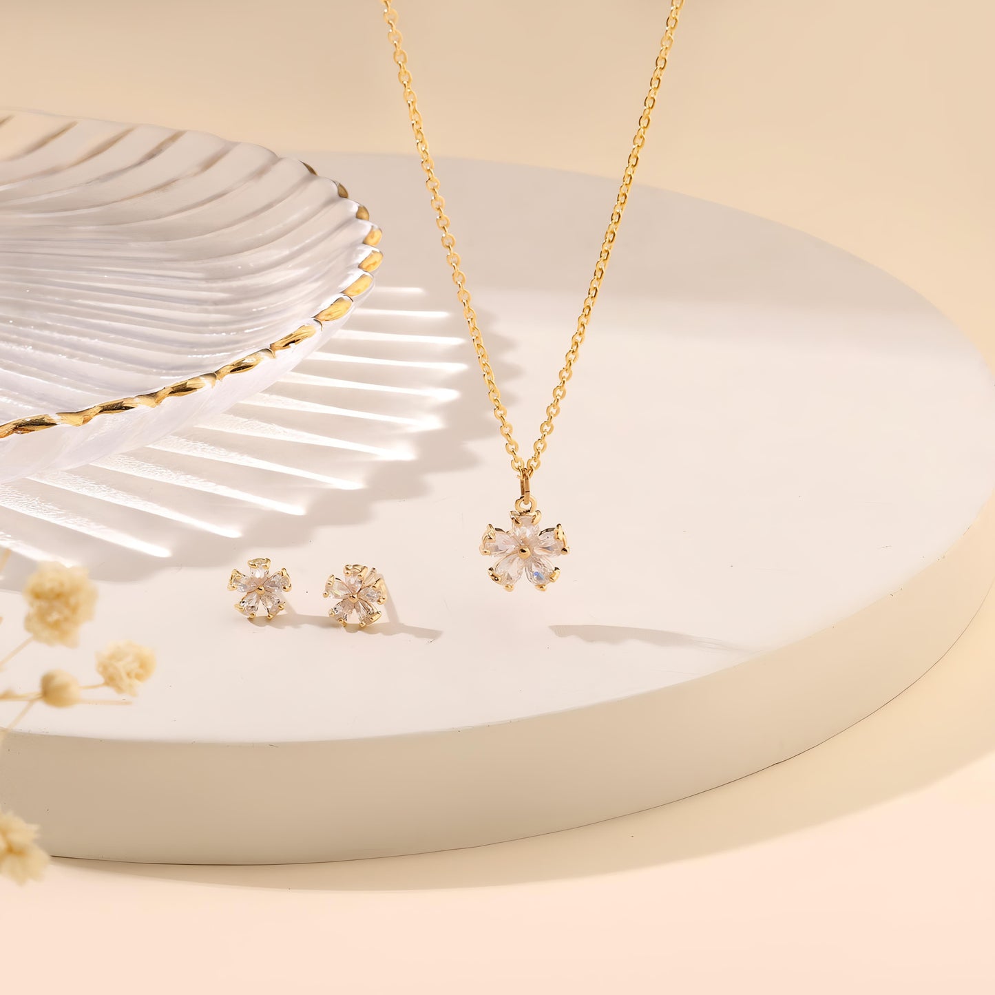 Flower Dream Necklace and Earrings Set by Gleamy