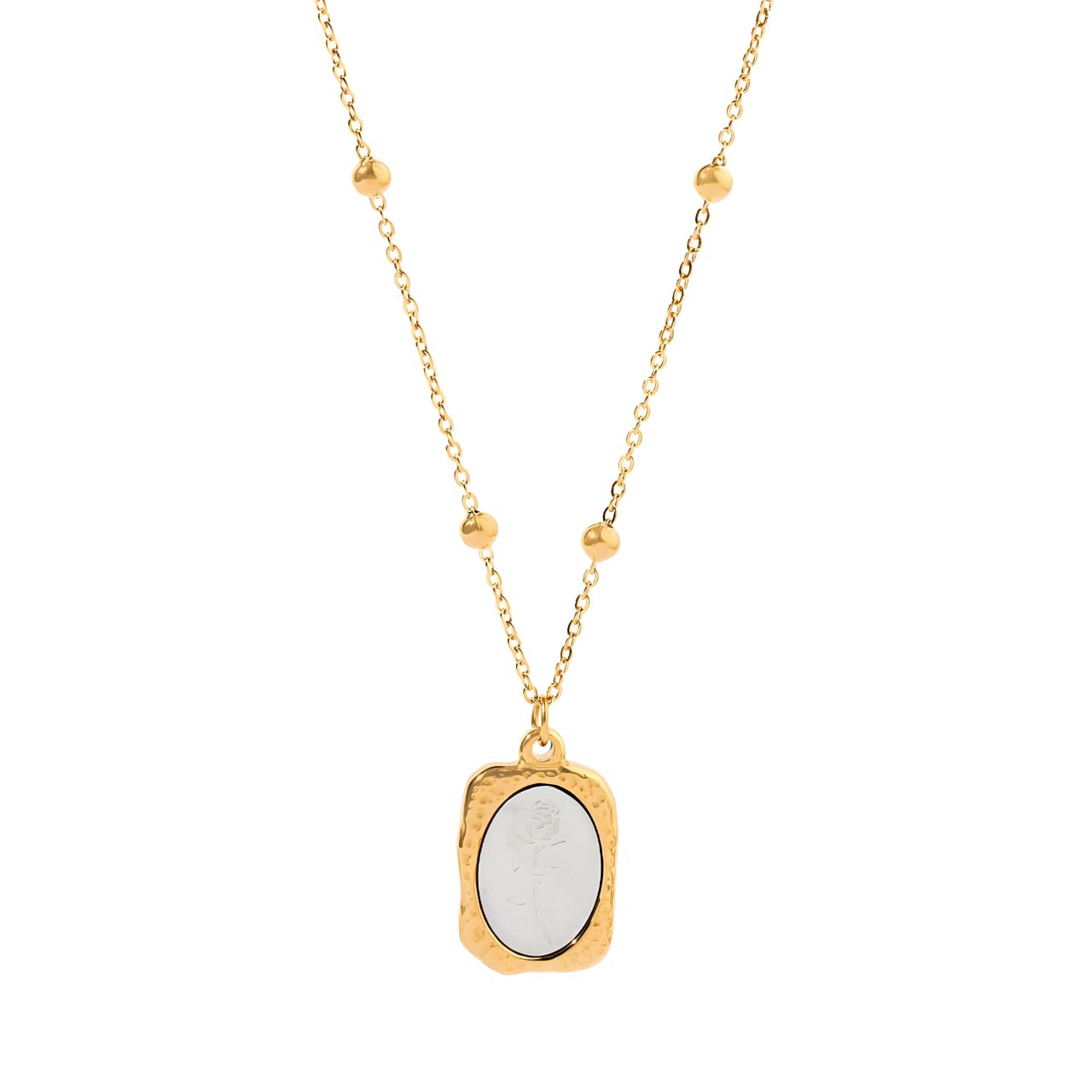 Mystical Rose Charm Gold Necklace by Gleamy