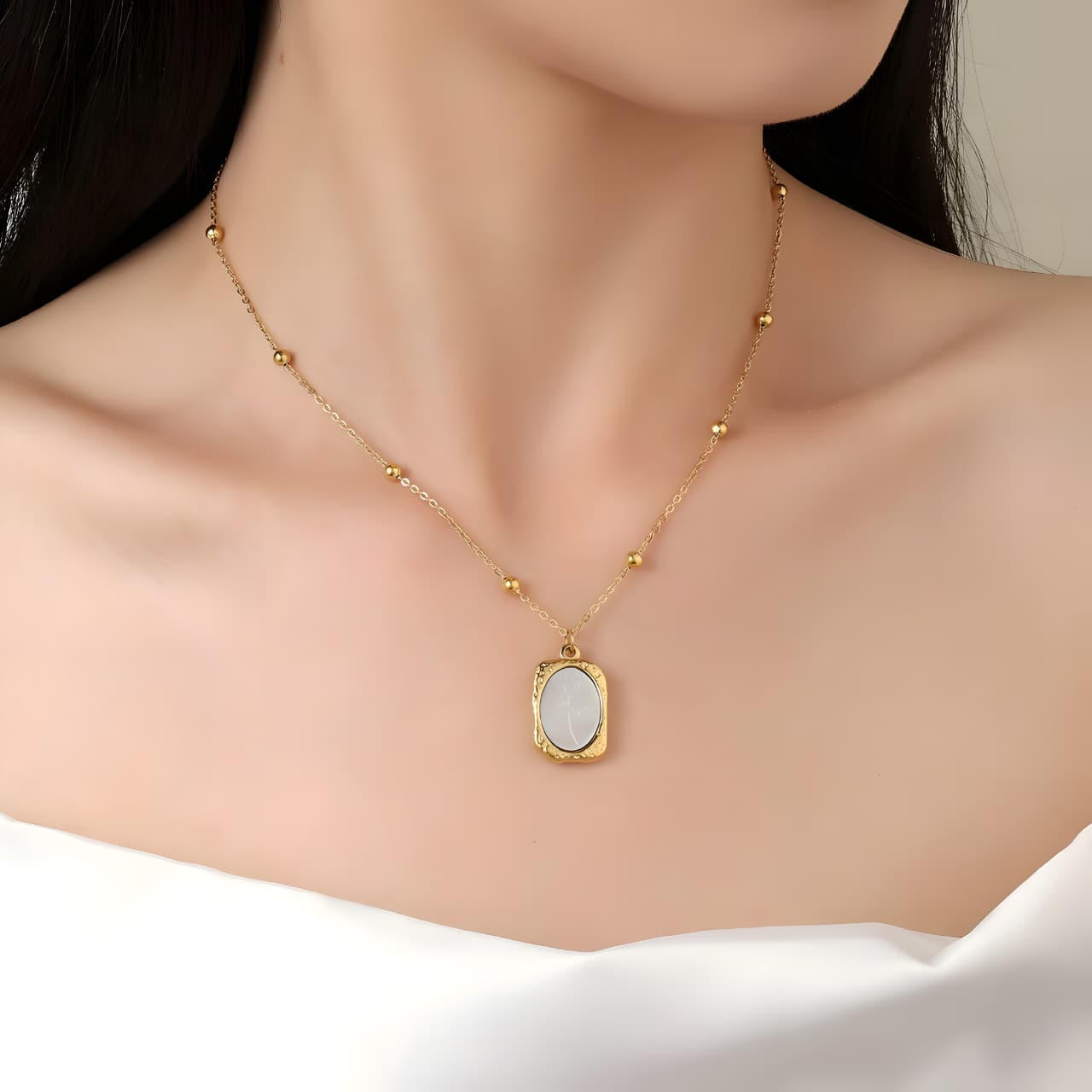 Mystical Rose Charm Gold Necklace by Gleamy