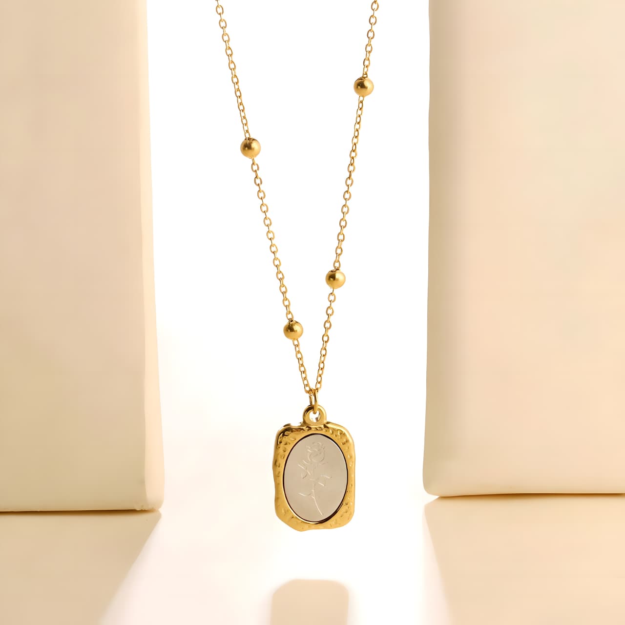 Mystical Rose Charm Gold Necklace by Gleamy