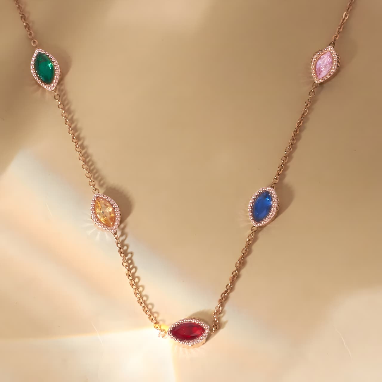 Serenity Multi Stone Necklace by Gleamy