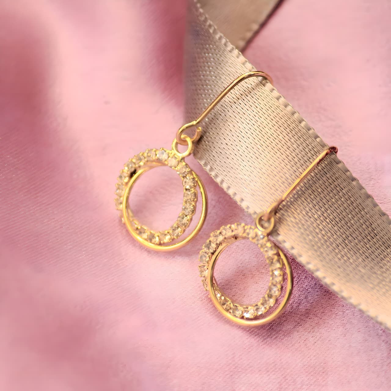 Zirconia Hollow Glam Threader Earrings by Gleamy