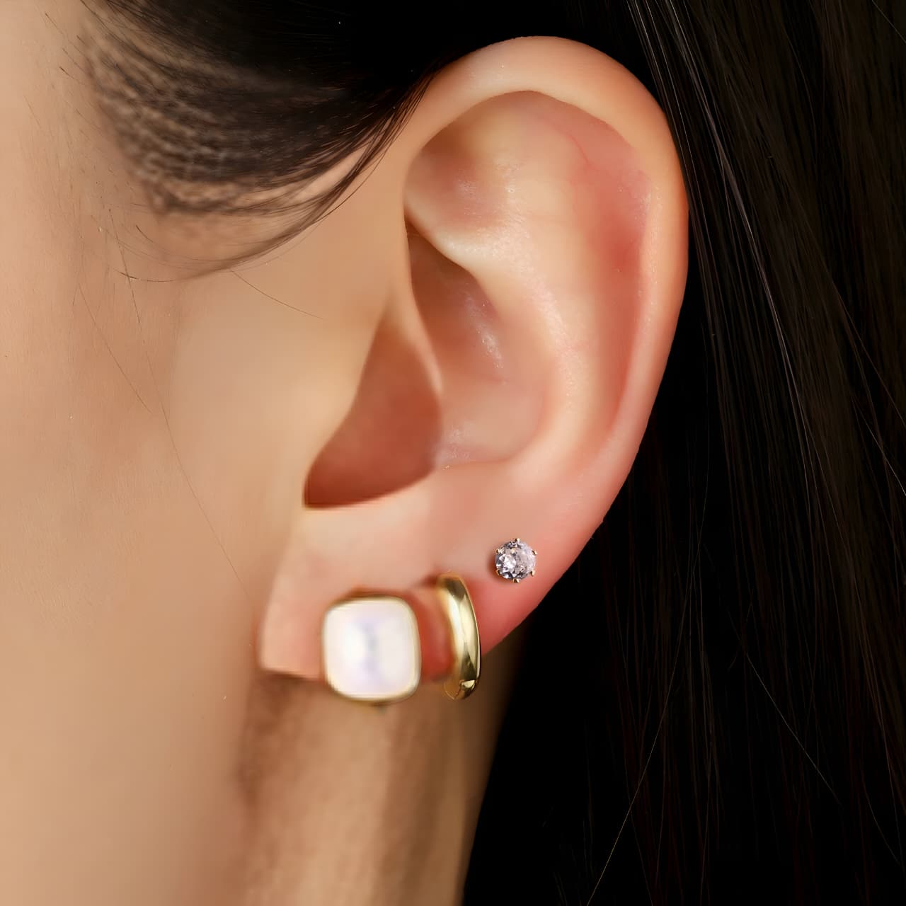 Set of 3 Keshi Pearl Earrings by Gleamy