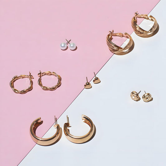 Set of 6 All occasion Golden Hoops by Gleamy