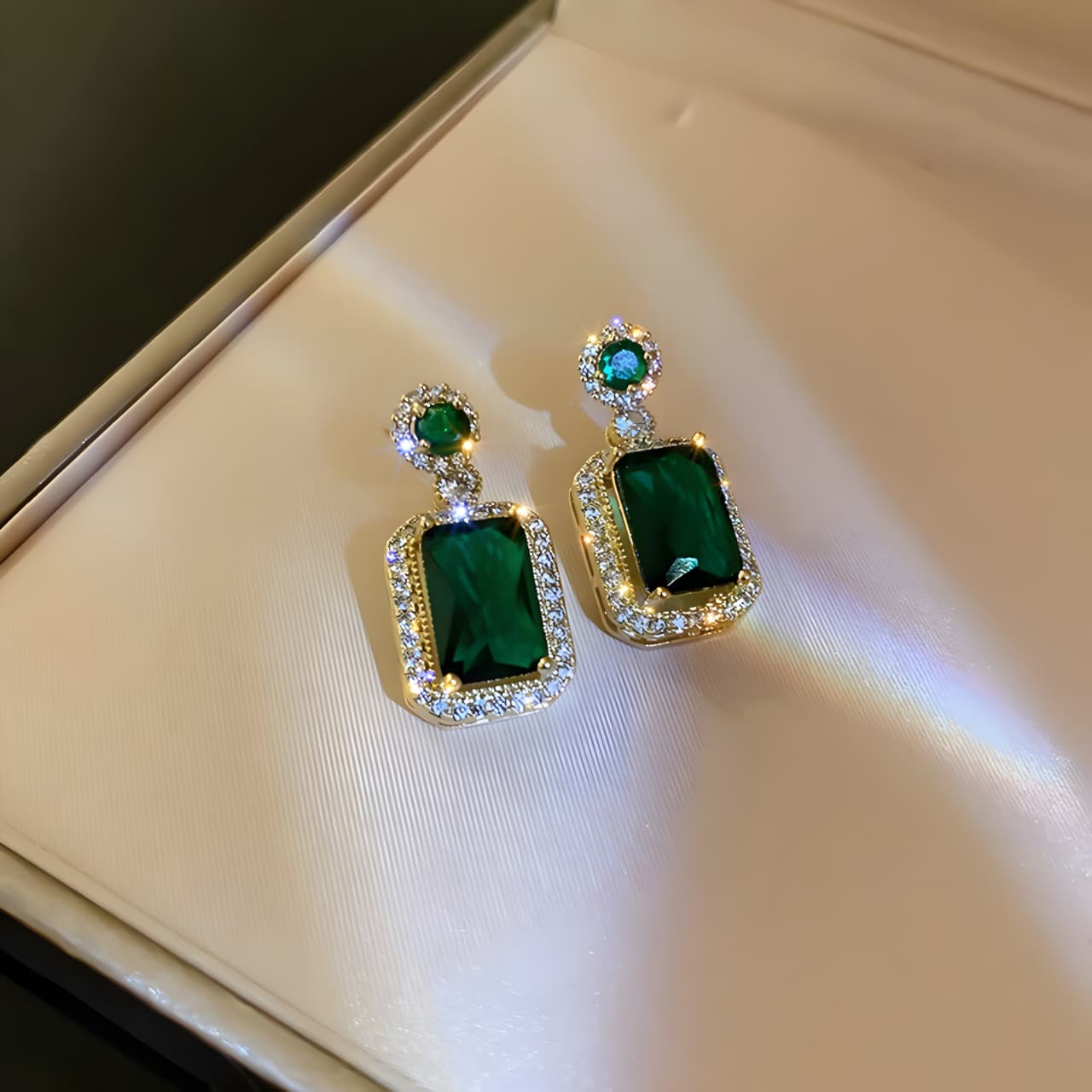 Avery Emerald Crystal Earring by Gleamy