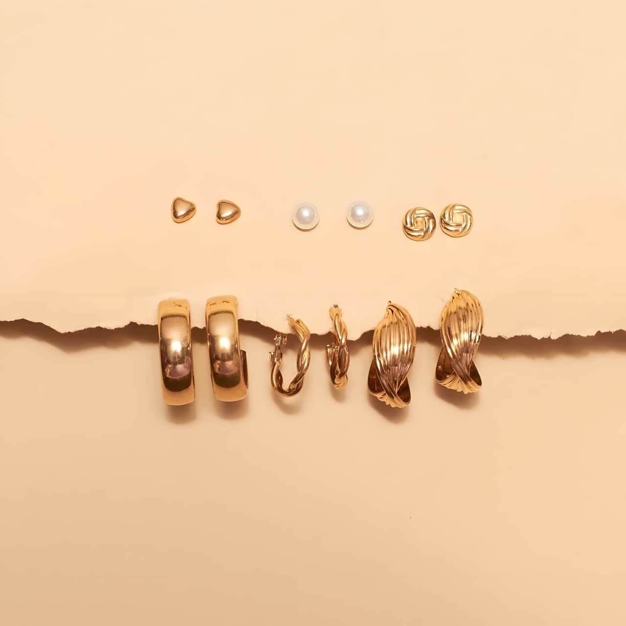 Set of 6 All occasion Golden Hoops by Gleamy