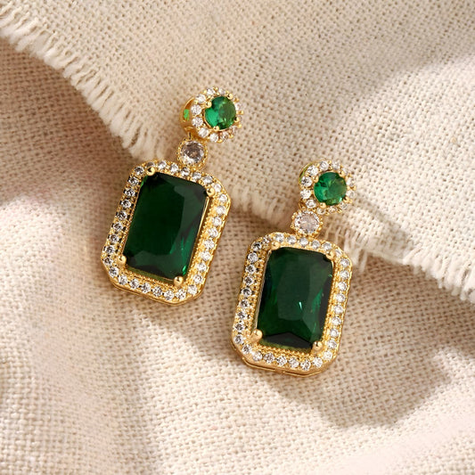Avery Emerald Crystal Earring by Gleamy