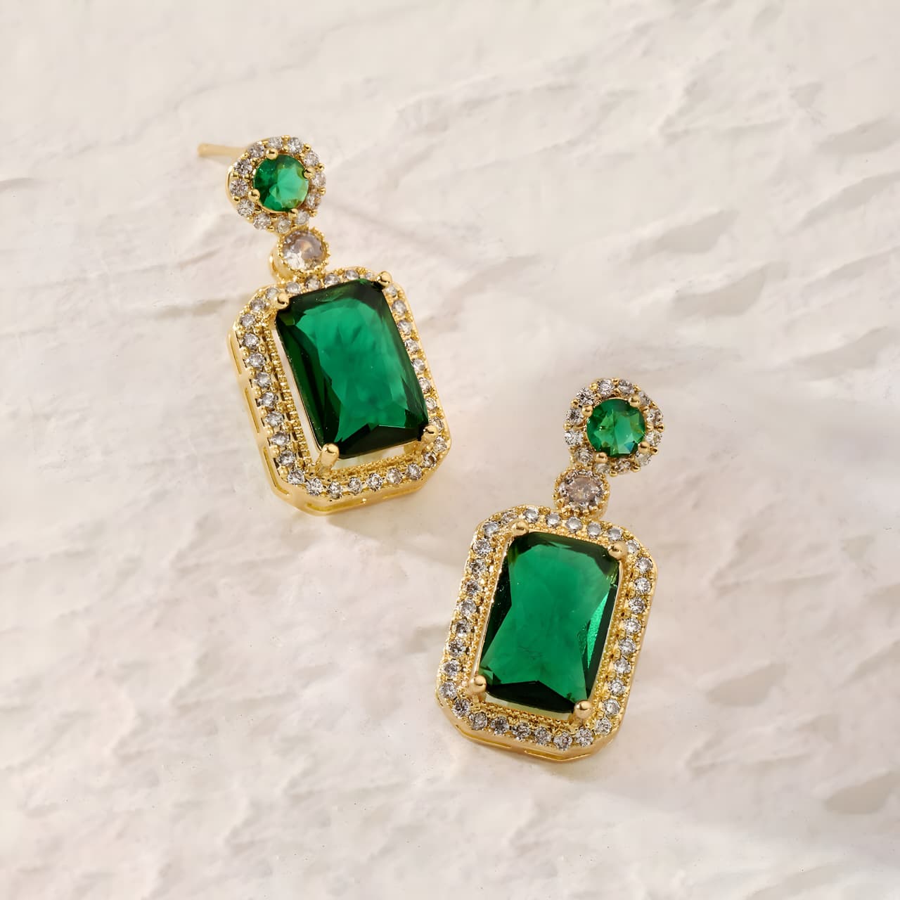 Avery Emerald Crystal Earring by Gleamy