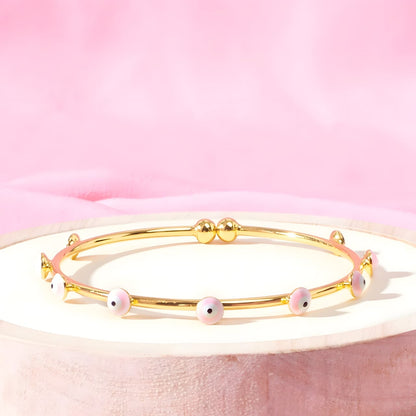 Traditional Pink Evil Eye Bangle by GLEAMY