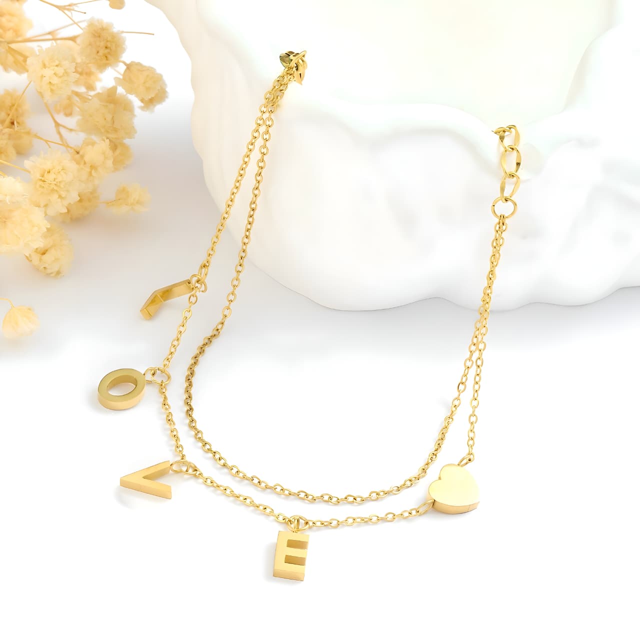 LOVE Heart Gold Bracelet by Gleamy