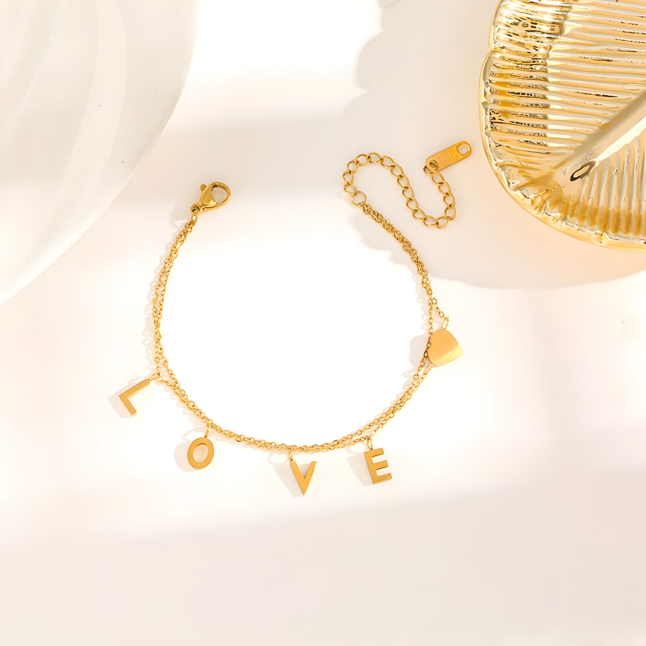 LOVE Heart Gold Bracelet by Gleamy