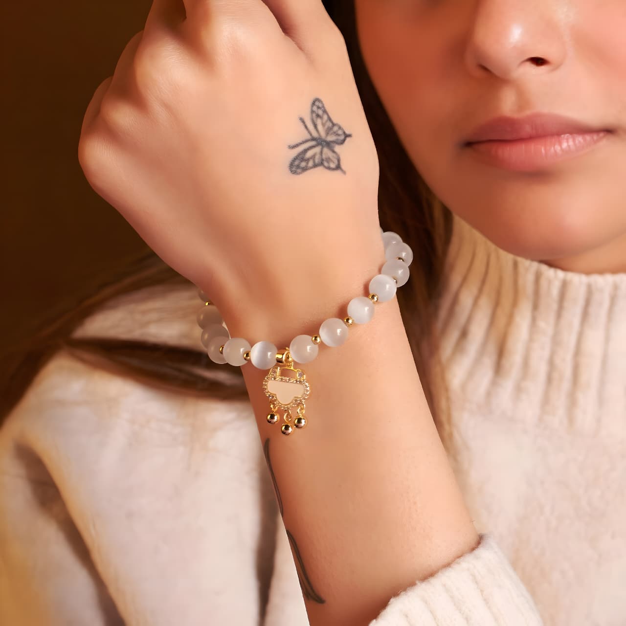 Soft Cloud stone Beaded Band by Gleamy