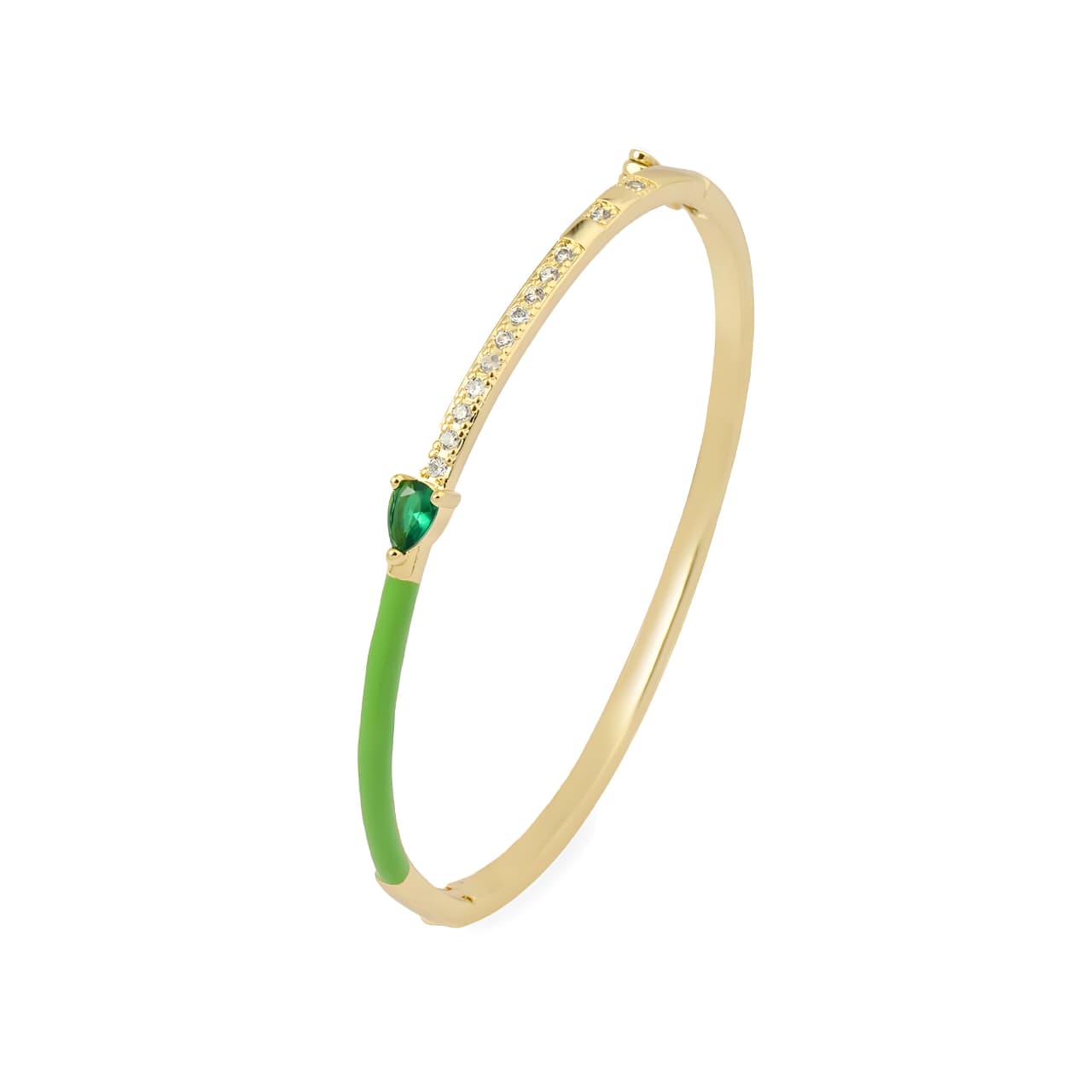 Delicate Blossom Bangle -Green by Gleamy