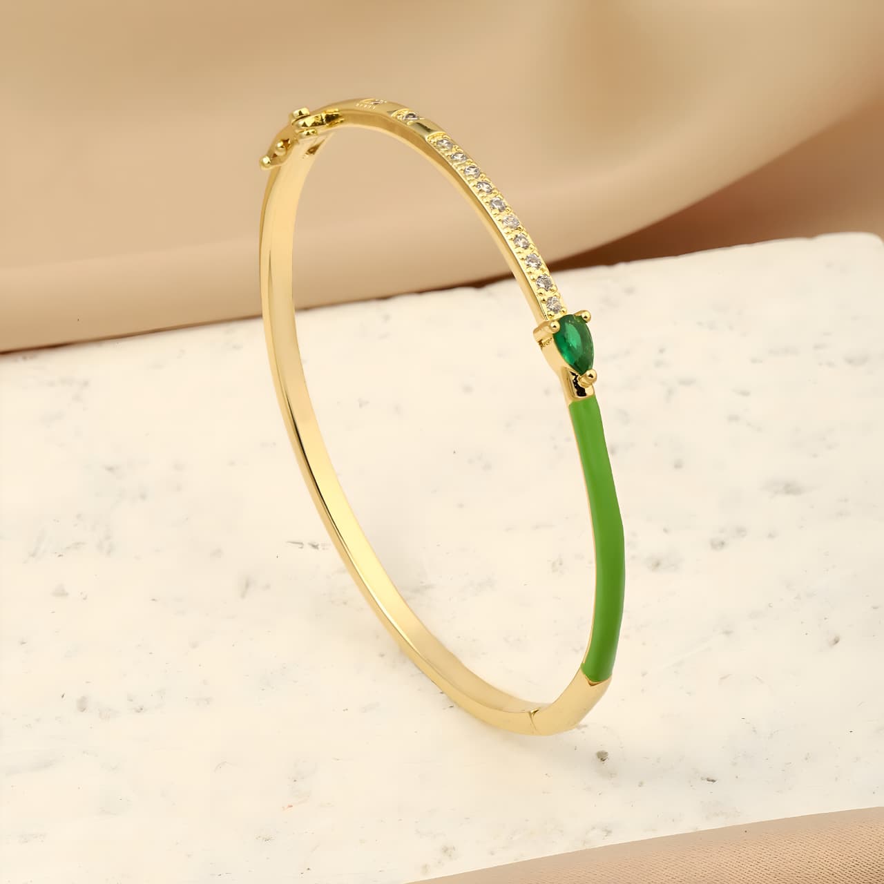Delicate Blossom Bangle -Green by Gleamy