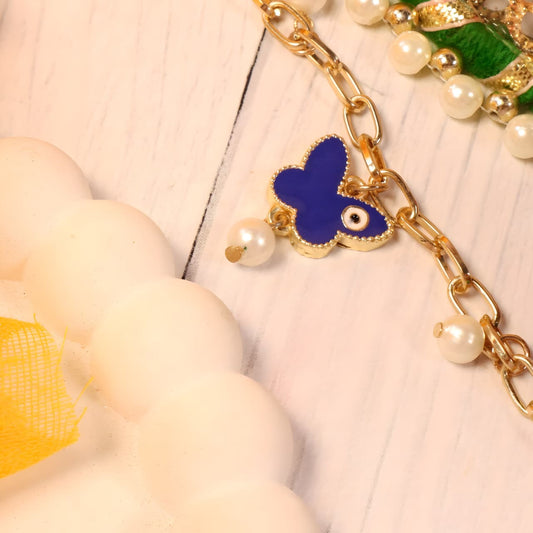 Butterfly Painted Evil Eye Bracelet by Gleamy