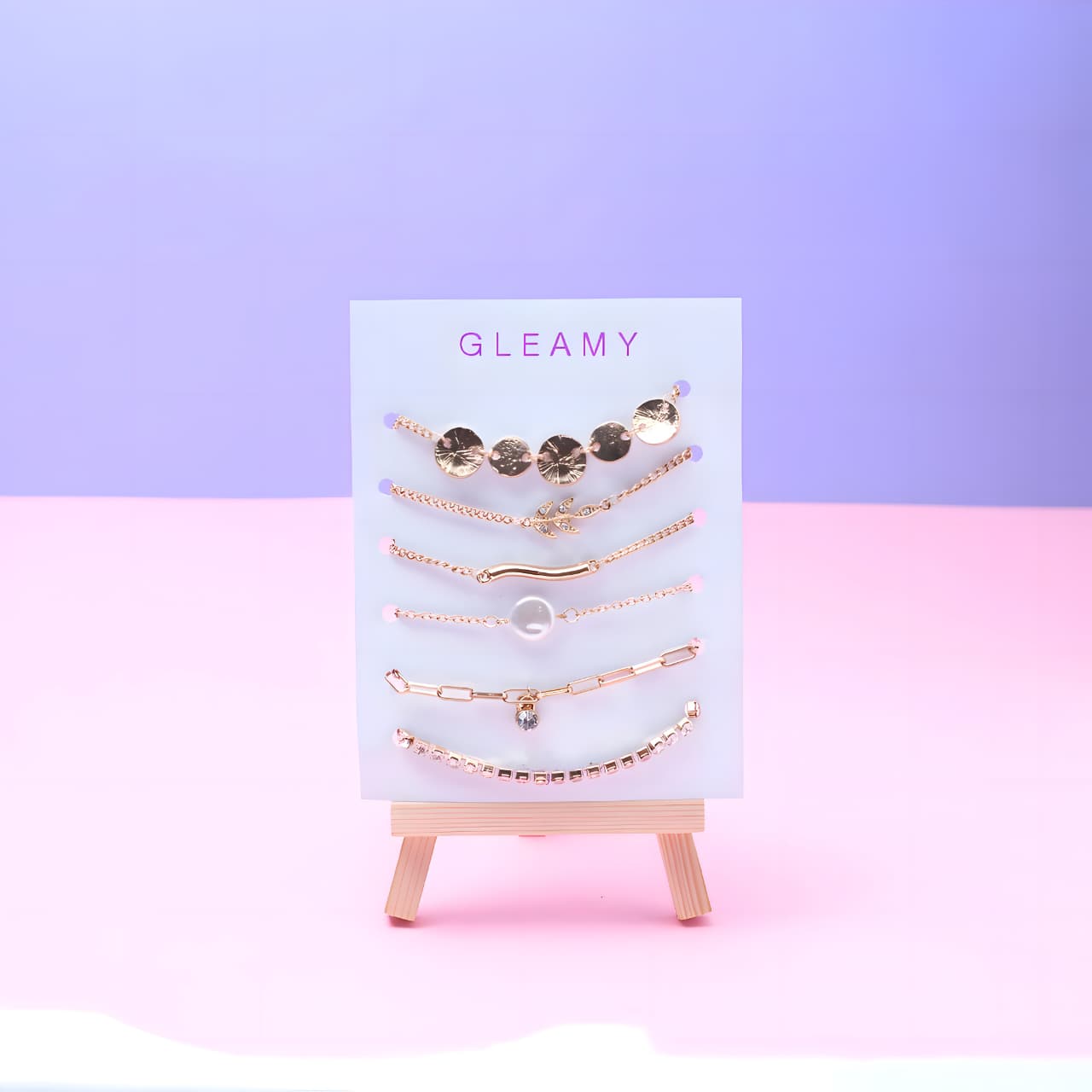 Set of 6 Minimal Chic and elegant Bracelet Combo by Gleamy