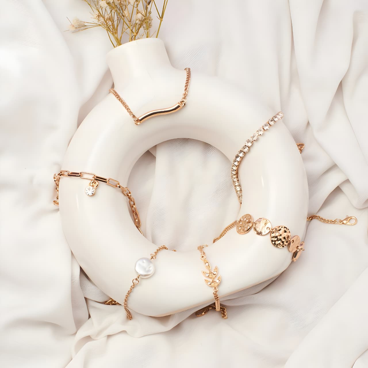 Set of 6 Minimal Chic and elegant Bracelet Combo by Gleamy