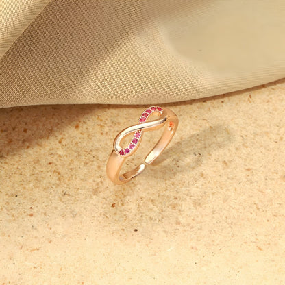 Boundless Infinity Red Loop Ring by Gleamy