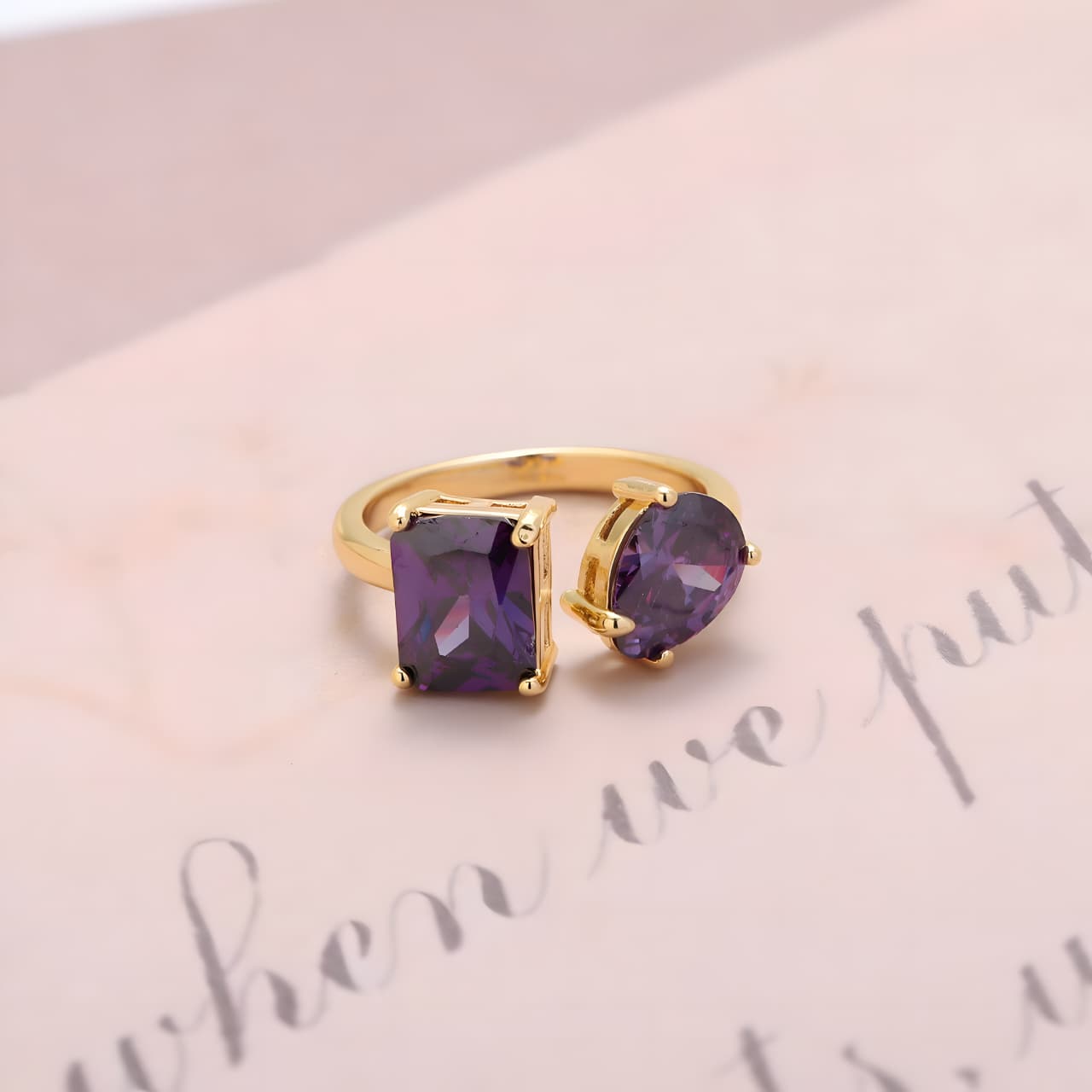 Plum Bliss Toi-et-Moi Ring by Gleamy