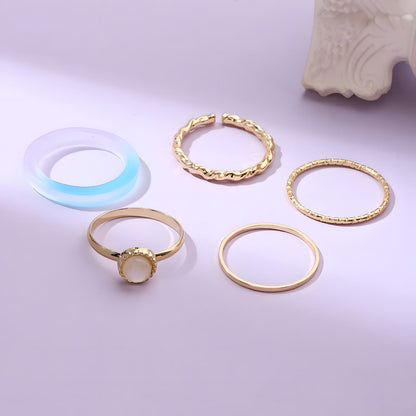 Set Of 5 Golden Sage Rings by Gleamy