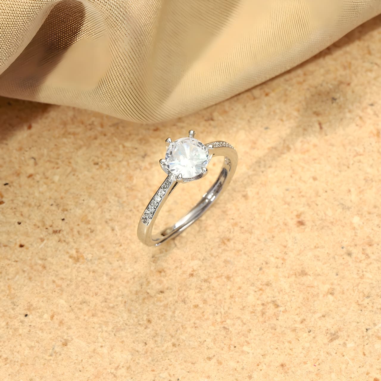 Luster Silver Promise Ring by Gleamy