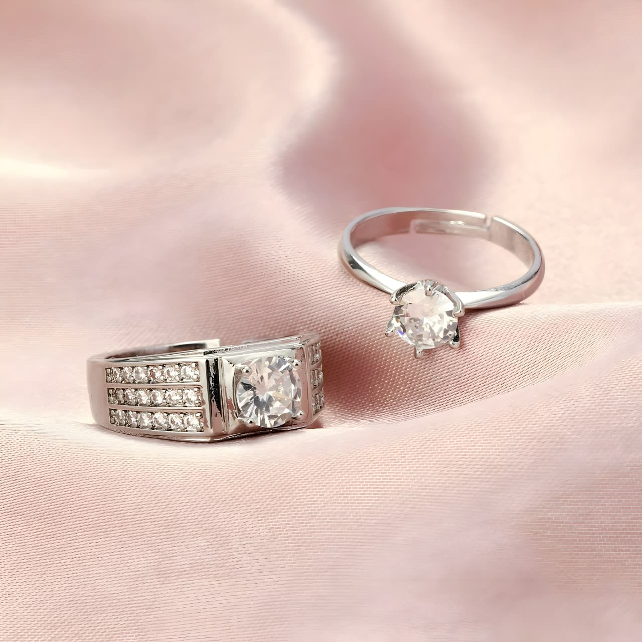Radiant Spark Crystal Ring for Couple by Gleamy