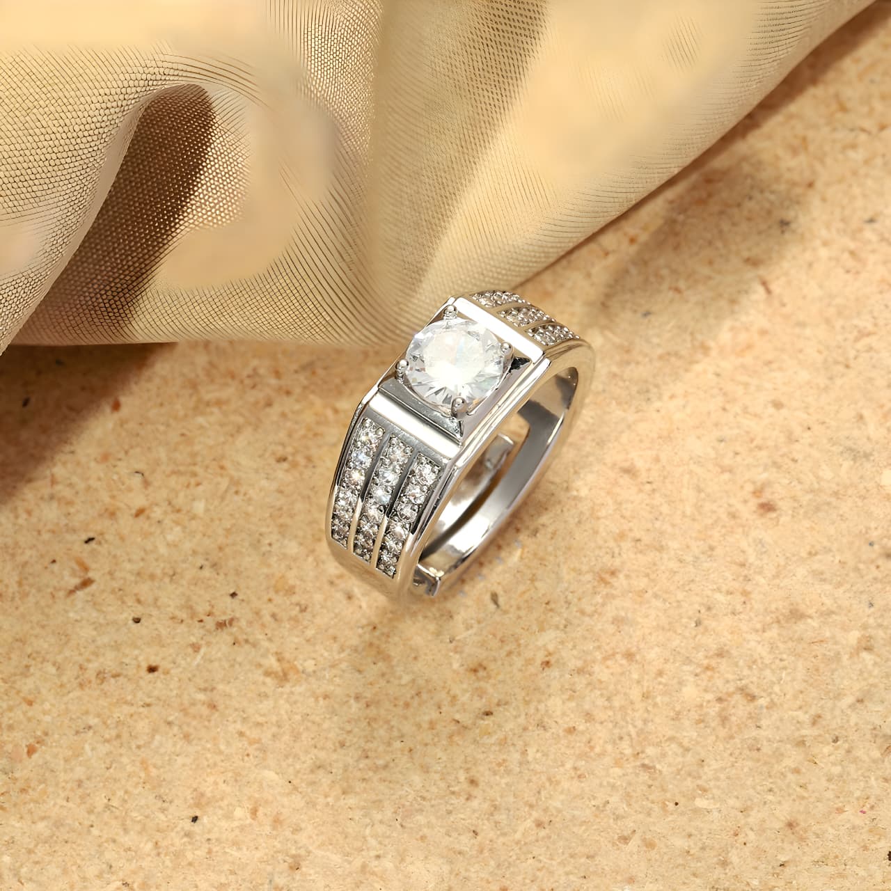 Radiant Spark Crystal Ring for Couple by Gleamy