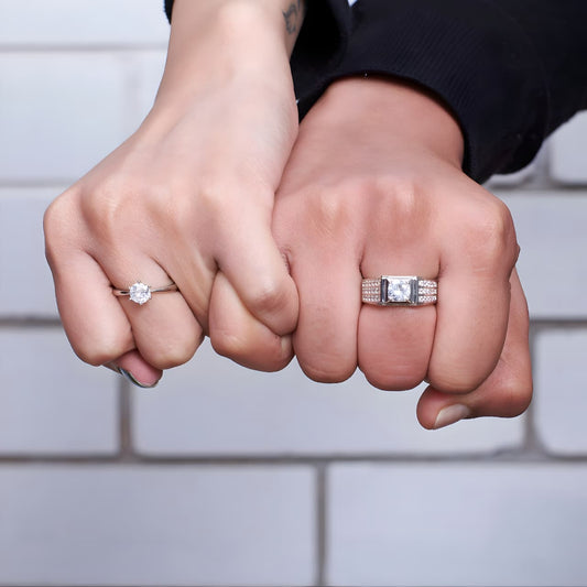 Radiant Spark Crystal Ring for Couple by Gleamy