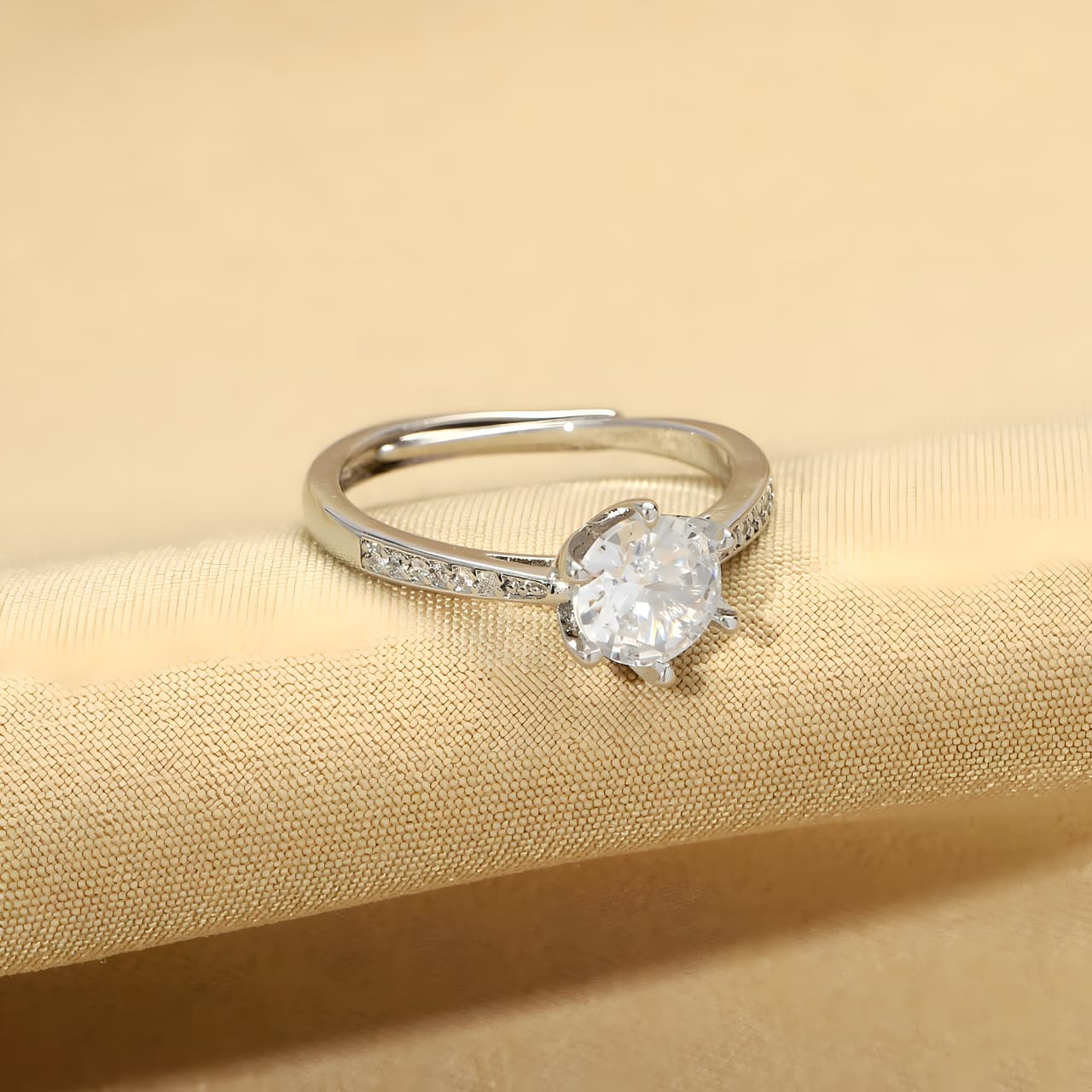 Luster Silver Promise Ring by Gleamy