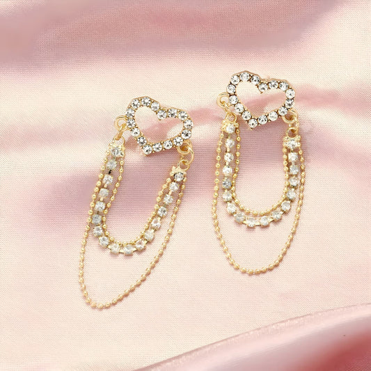 Elegant Heart Chain Earrings by Gleamy