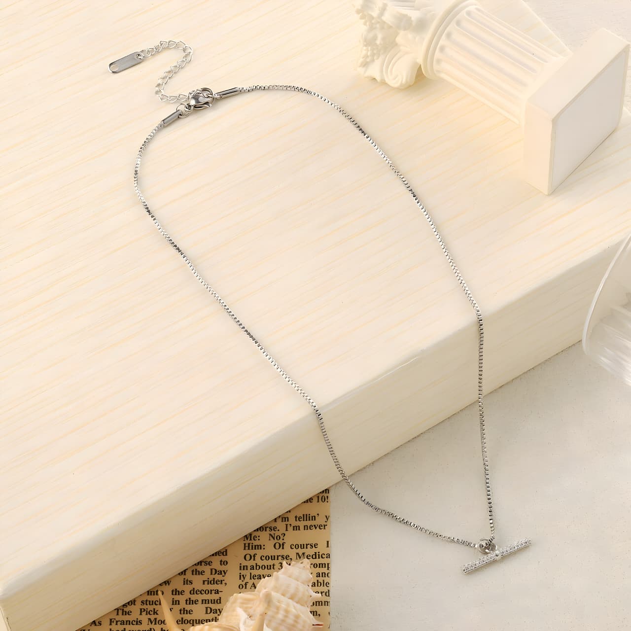 Calista Studded Silver Necklace by Gleamy