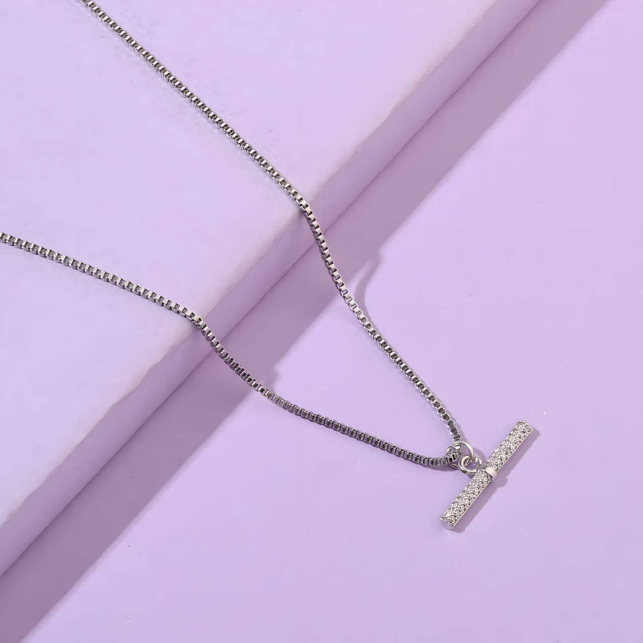 Calista Studded Silver Necklace by Gleamy