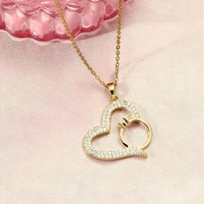 Graceful Heart with Ring Necklace by gleamy