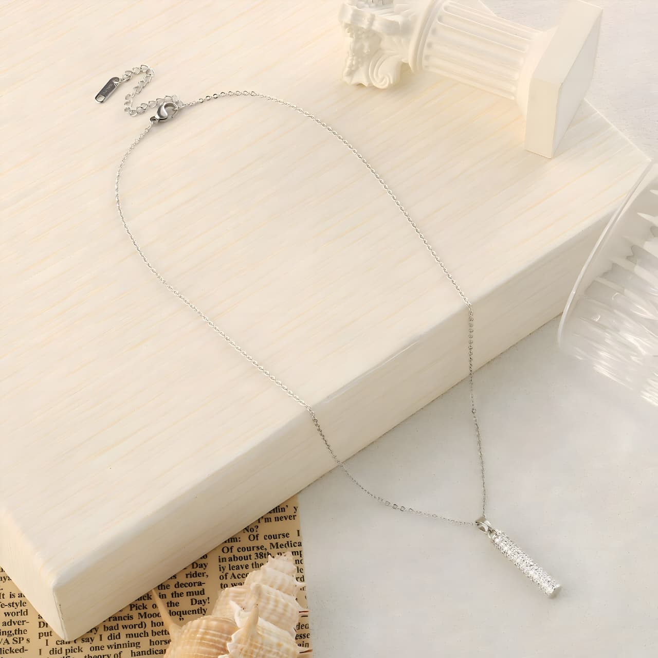 Calista Studded Silver Necklace by Gleamy