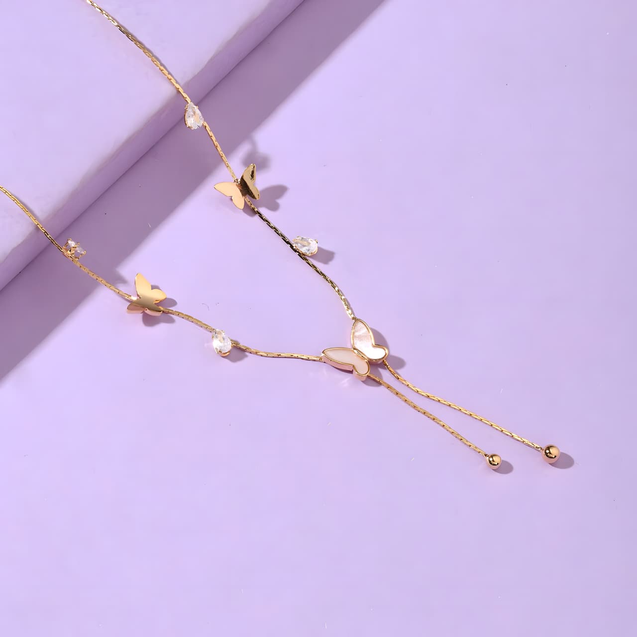 Radiant Butterfly Tassel Necklace by Gleamy