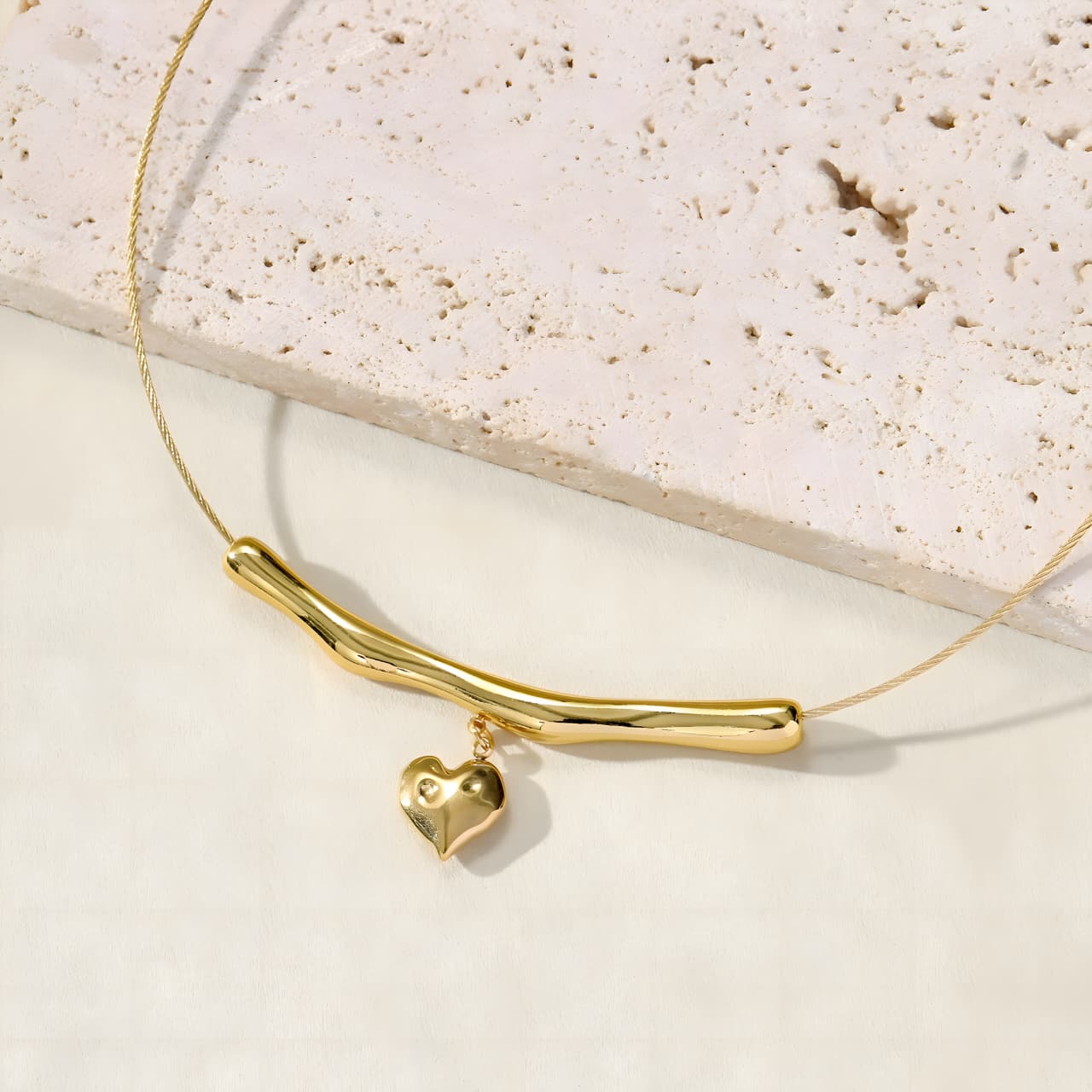 Bamboo Bloom Golden Necklace by Gleamy