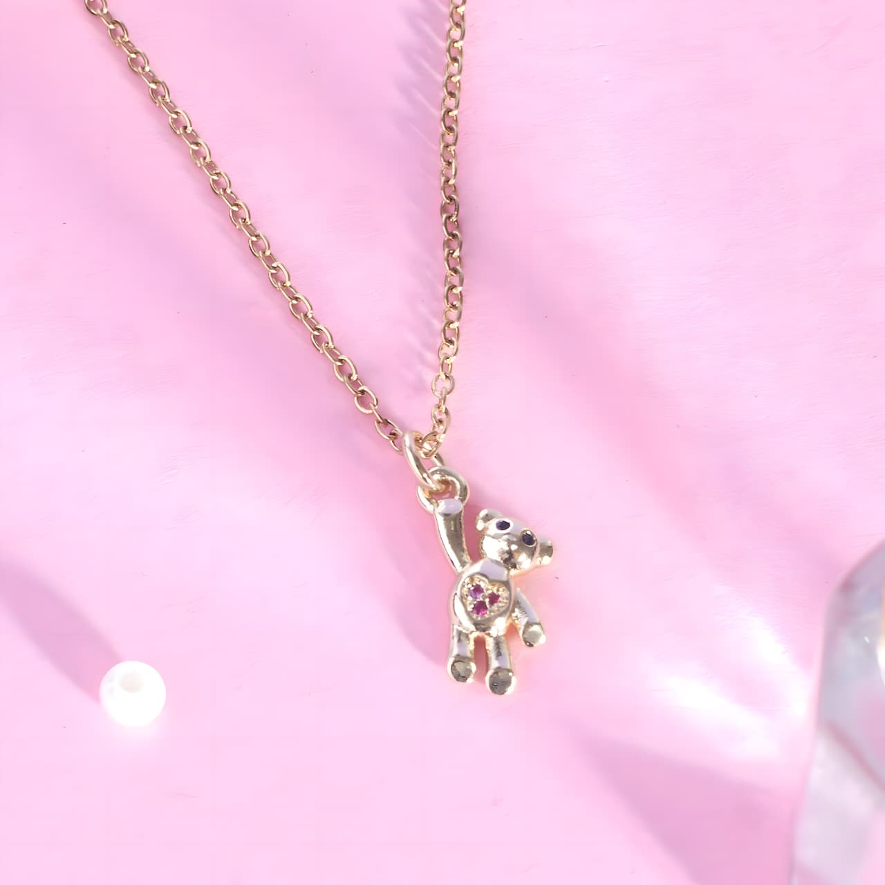 Teddy Charm Necklace by Gleamy
