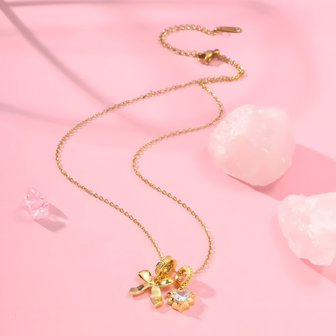 The Diamond Bow Necklace by Gleamy