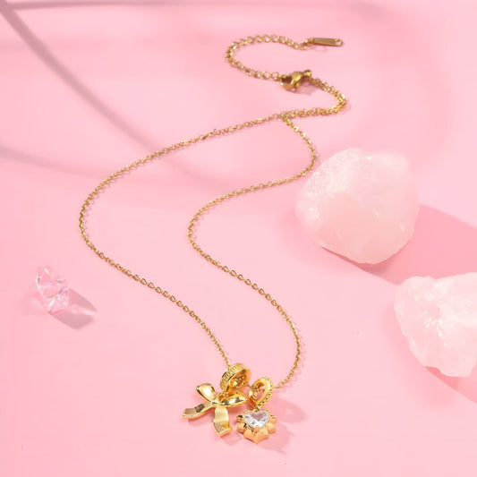 The Diamond Bow Necklace by Gleamy