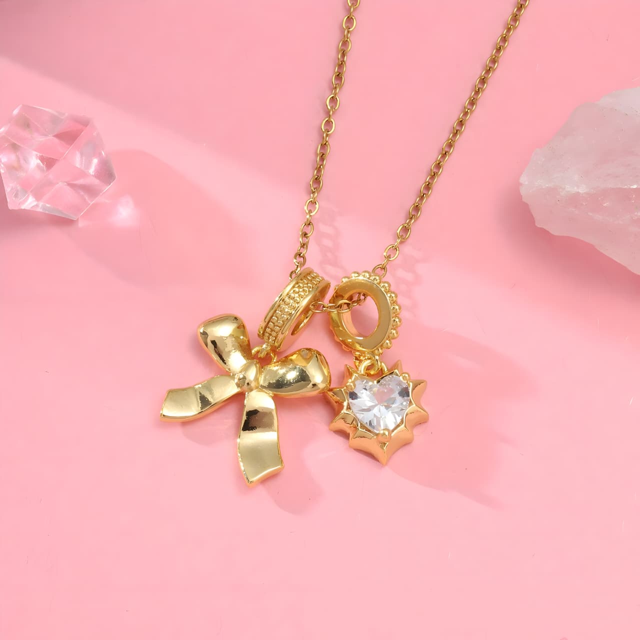 The Diamond Bow Necklace by Gleamy